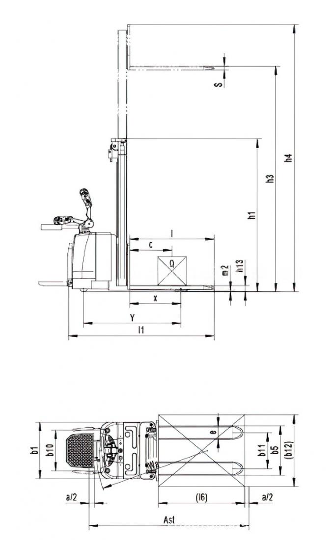 Pneus Sólidos Carregador Eléctrico 5000 mm Altura em pé Tipo Carregador de empilhadeira 6