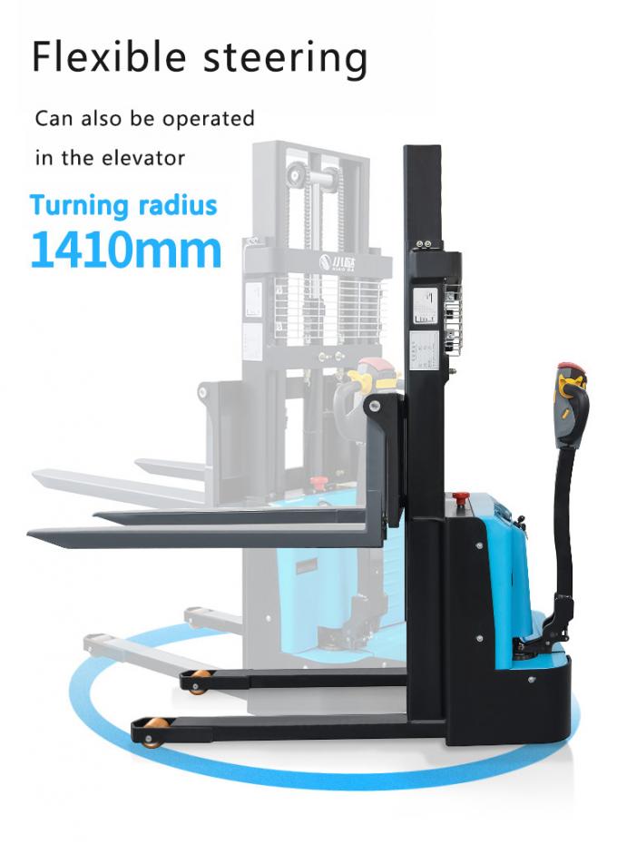 Pedestre Stand On Palet Stacker empilhador de paletes elétrico completo alcançar walkie empilhador 3