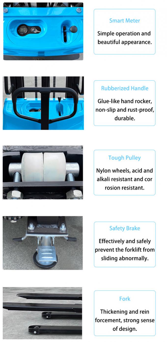 Acionado por bateria Semi-Electric Pallet Stacker 2500mm altura de elevação para armazém 1