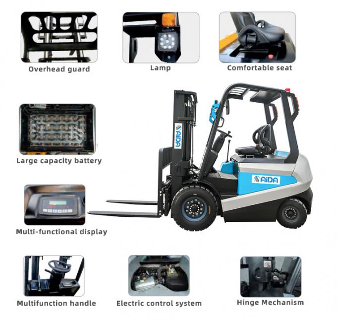 Camião de empilhadeira elétrico de 4 rodas totalmente automático 2 toneladas Alimentado por bateria Camião de empilhadeira elétrico conveniente 0