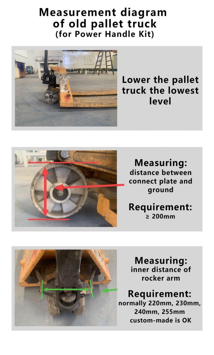 Refazer e modificar o seu caminhão de paletes de mão em um Jack de paletes elétrico com o kit de manuseio de energia elétrica autopropulsada 1